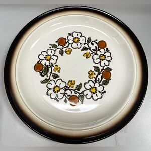 HOMER LAUGHLIN Fruit & Flowers, Brown Band 10” Dinner Plate